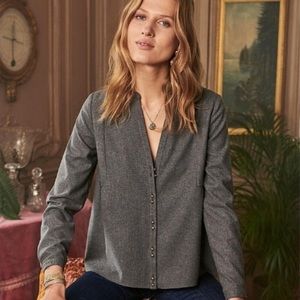 Sézane Sixtine Grey Peplum Blouse